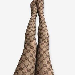 Elegant Designer Logo Patterned Tights